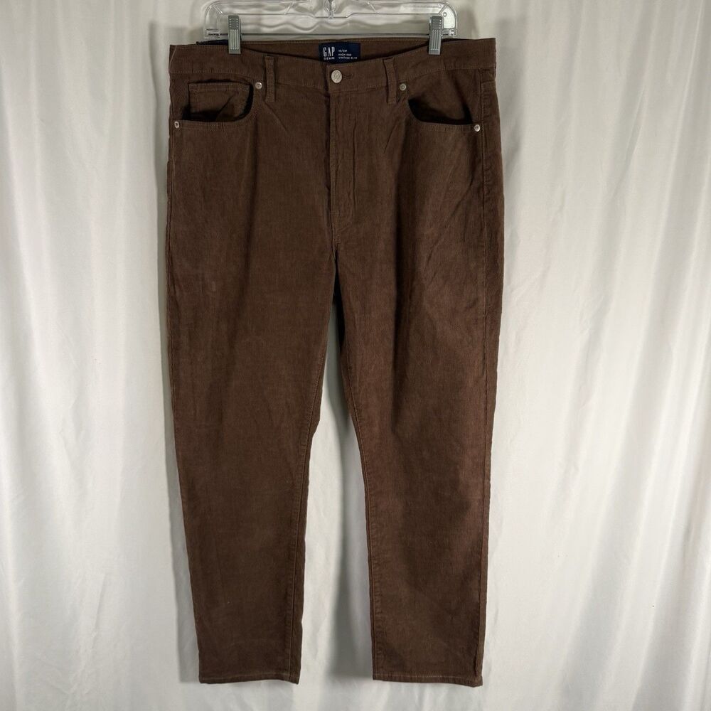 New GAP High Rise Vintage Slim Corduroy Pants Women's 16/33R Brown Flat Front